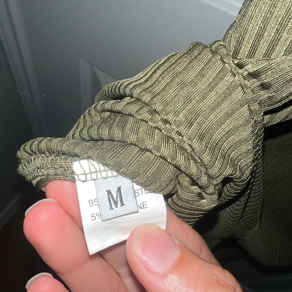 Olive Green Ribbed Top - Picture 3 of 3